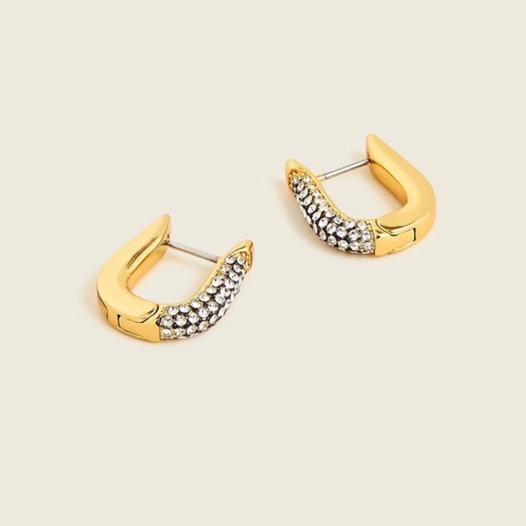 J. Crew Jewelry - J. Crew Gold with Crystal Hoop Huggie Earrings
